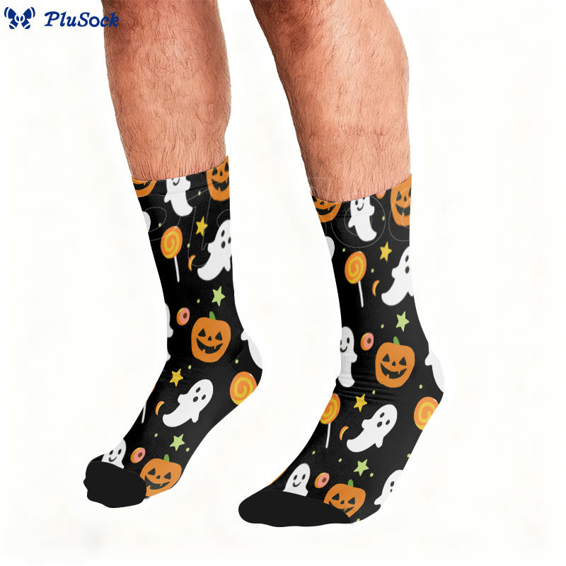 Chaussettes quart de citrouille maléfique grande taille - image 0