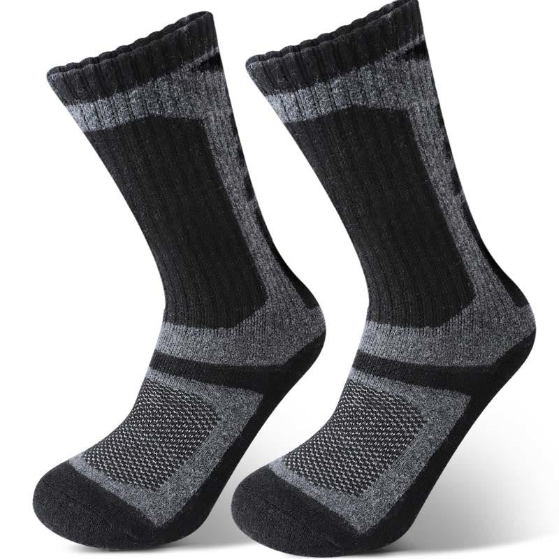 Chaussettes mi-mollet géométriques en laine grande taille (3 paires) - Noir - EU39-45 (US6-11) - image 1