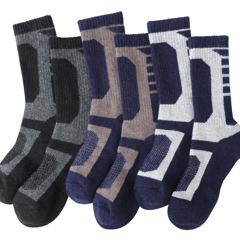 Chaussettes mi-mollet géométriques en laine grande taille (3 paires) - Multicolore - EU39-45 (US6-11) - image 0