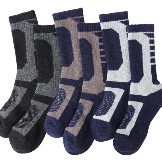 Chaussettes mi-mollet géométriques en laine grande taille (3 paires) - Multicolore - EU39-45 (US6-11) - image 0