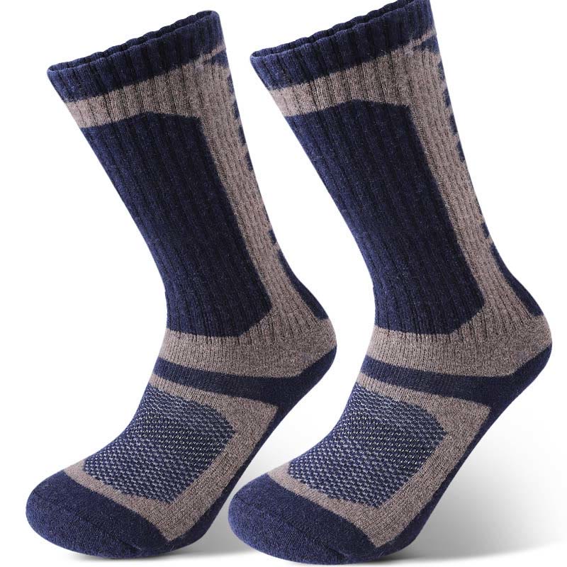 Chaussettes mi-mollet géométriques en laine grande taille (3 paires) - Kaki - EU39-45 (US6-11) - image 2