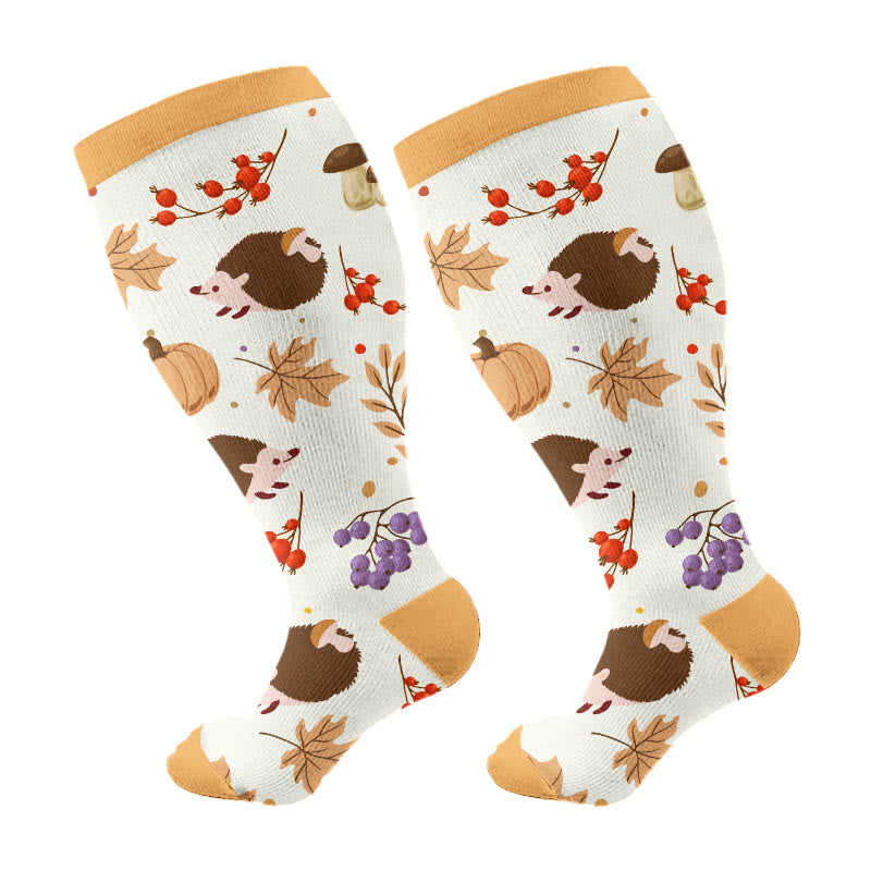 Chaussettes de compression grandes tailles Autumn Hedgehog - Jaune - 4XL - image 6