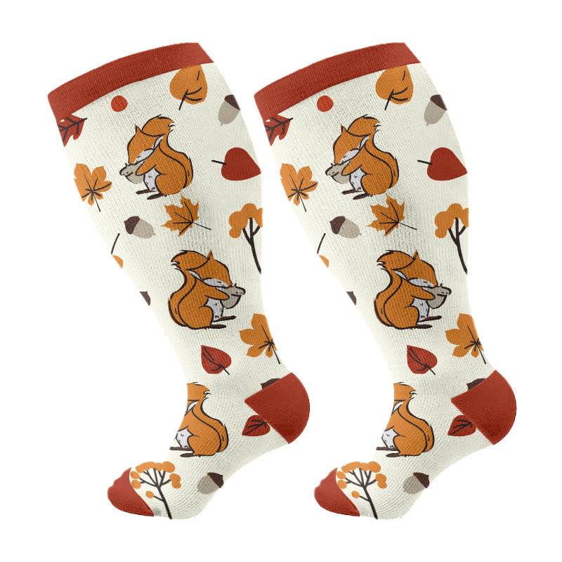 Chaussettes de compression hérisson d'automne grande taille - Vin - 4XL - image 7