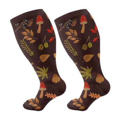 Chaussettes de compression grandes tailles Autumn Hedgehog - Brun - 4XL - image 5