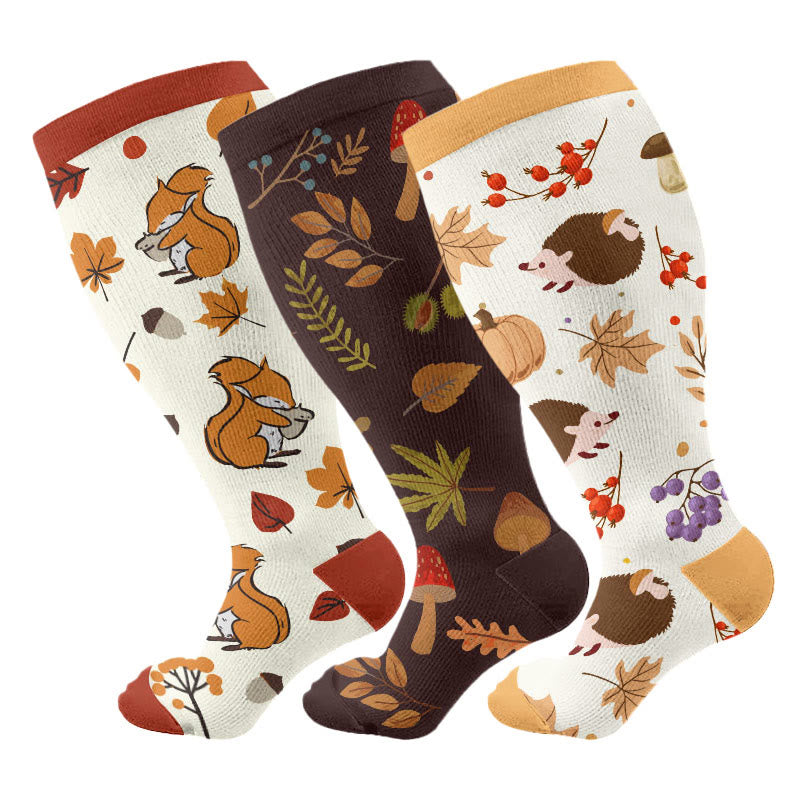 Chaussettes de compression hérisson d'automne grande taille - image 1
