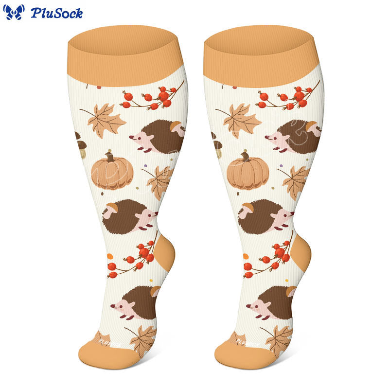 Chaussettes de compression hérisson d'automne grande taille - image 3