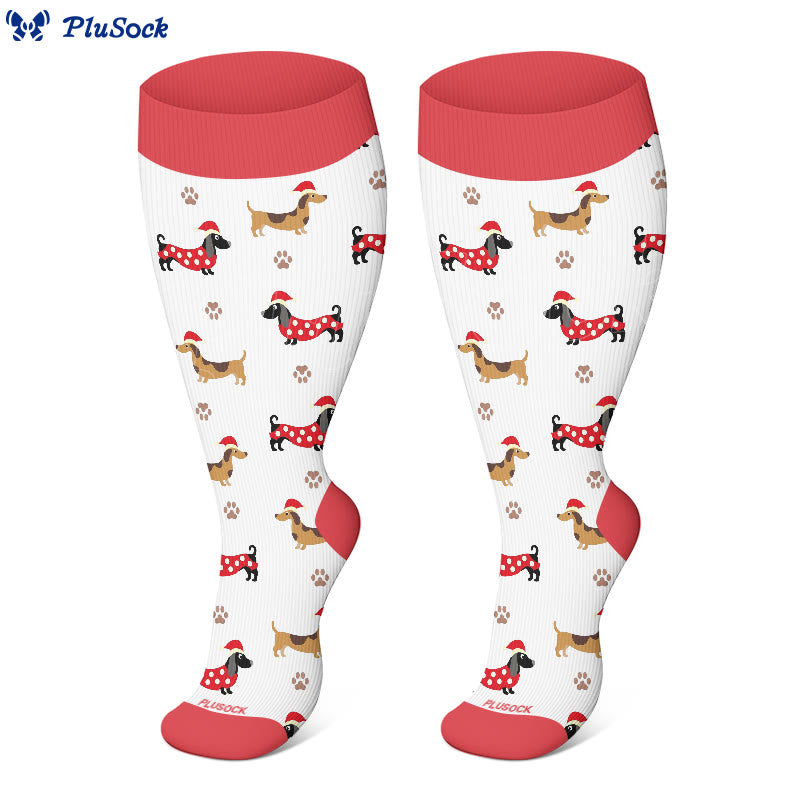 Chaussettes de compression teckel bonhomme de neige grande taille (3 paires) - image 3