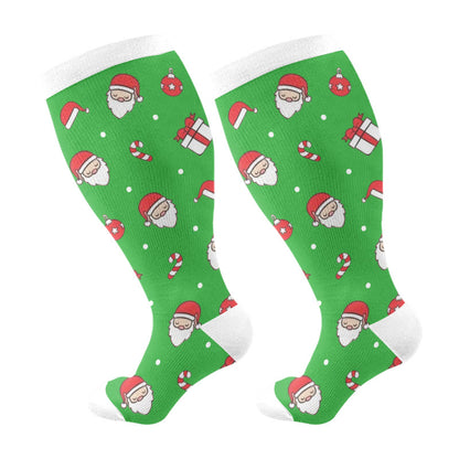 Chaussettes de compression teckel bonhomme de neige grande taille (3 paires) - Vert (1 paire) - 4XL - image 5