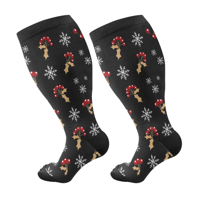 Chaussettes de compression teckel bonhomme de neige grande taille (3 paires) - Noir (1 paire) - 4XL - image 7