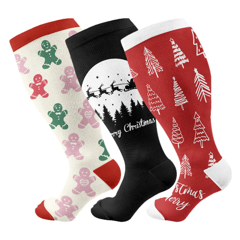 Chaussettes de compression Holiday Spirit grande taille (3 paires) - Multicolore - 4XL - image 1
