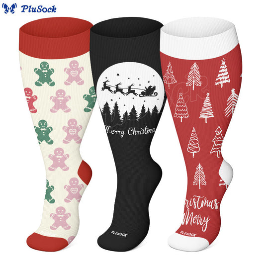 Chaussettes de compression Holiday Spirit grande taille (3 paires) - image 0