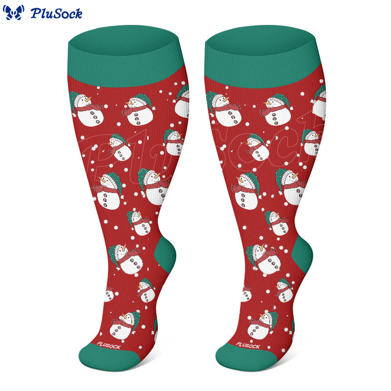 Chaussettes de compression grande taille motif bonhomme de neige, élan, bonhomme en pain d'épices - image 4