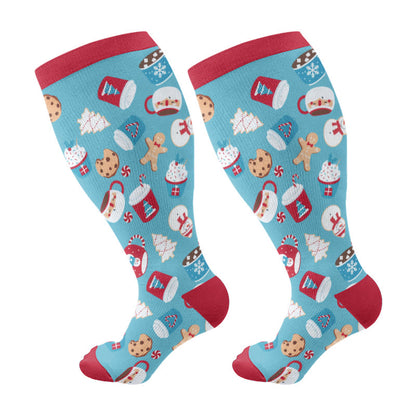 Chaussettes de compression adorables de Noël pour grandes tailles - Bleu - 4XL - image 7