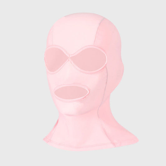 Masque de protection solaire en soie glacée de couleur unie - Rose - One Size - image 0