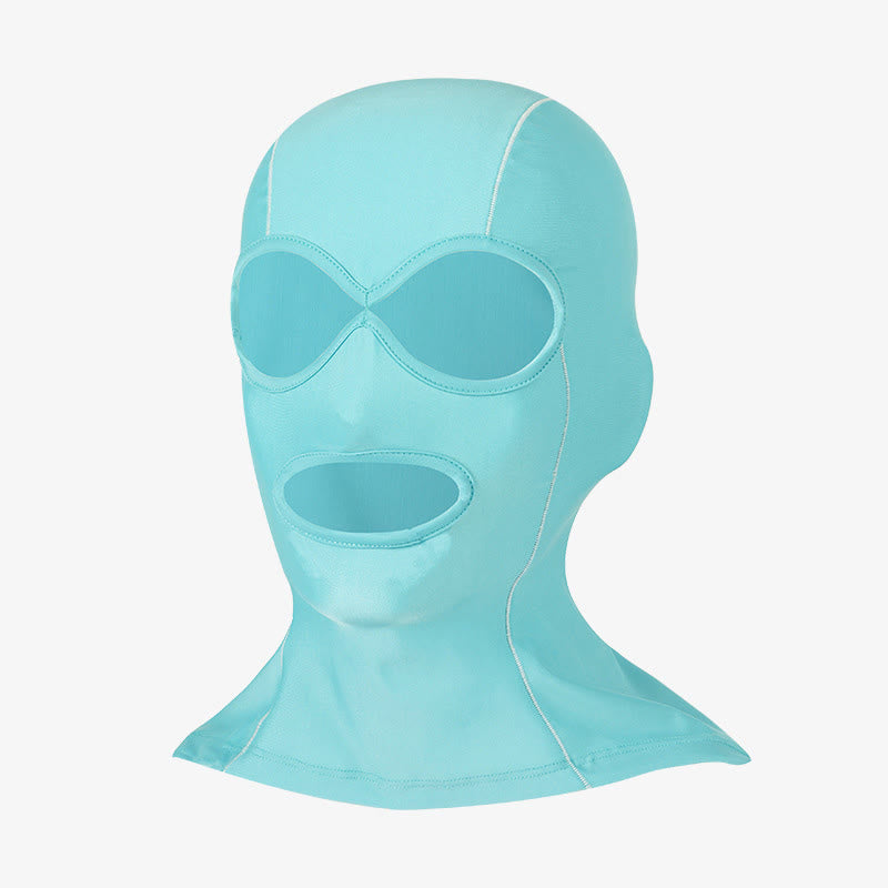 Masque de protection solaire en soie glacée de couleur unie - Bleu - One Size - image 2