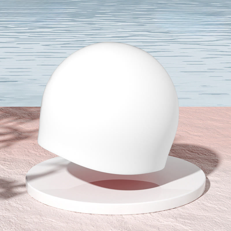 Bonnet de bain de couleur unie à haute élasticité - Blanc - One Size - image 3