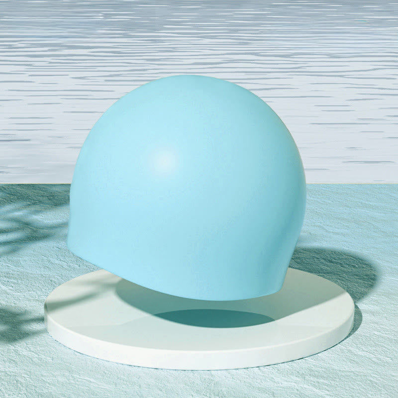 Bonnet de bain de couleur unie à haute élasticité - Bleu - One Size - image 6