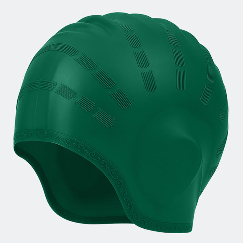 Bonnet de bain tridimensionnel élargi - Vert foncé - One Size - image 6