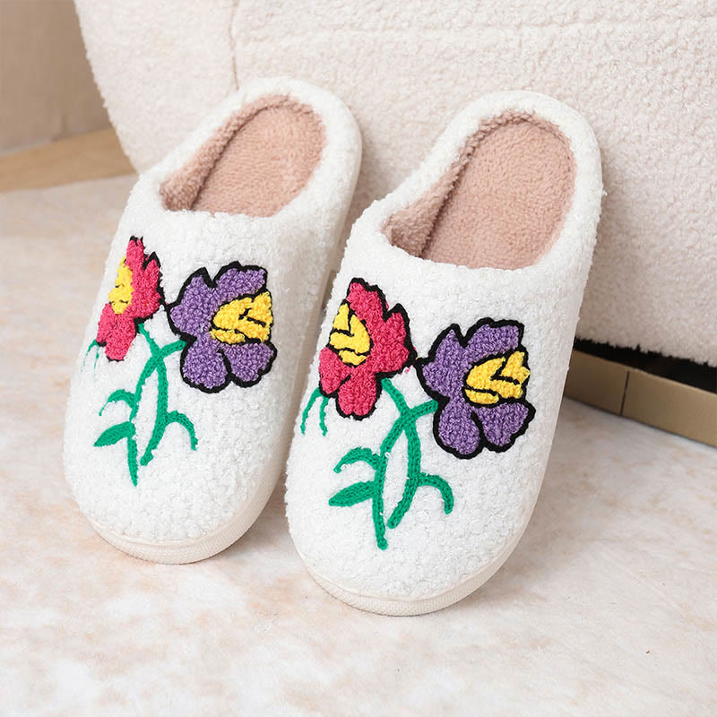 Chaussons à fleurs grande taille - Blanc - EU44-45(US10-11) - image 1