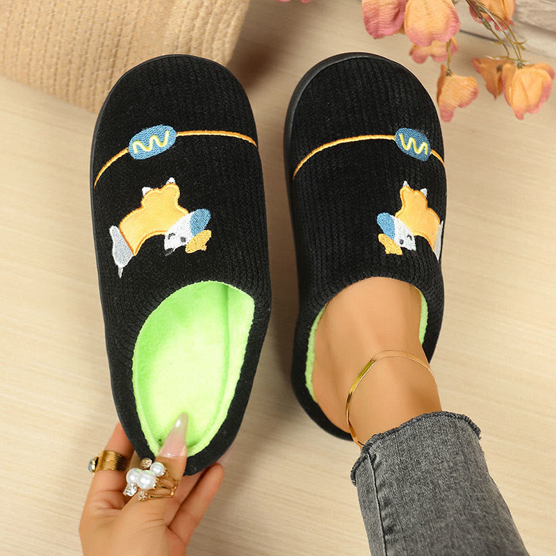 Chaussons grande taille à motifs d'animaux de dessin animé mignons - Noir - EU44-45(US10-11) - image 3