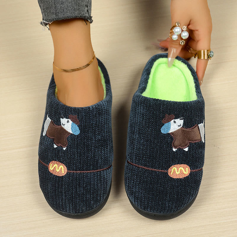 Chaussons grande taille à motifs d'animaux de dessin animé mignons - Bleu marine - EU44-45(US10-11) - image 4