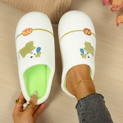 Chaussons grande taille à motifs d'animaux de dessin animé mignons - Blanc - EU44-45(US10-11) - image 1