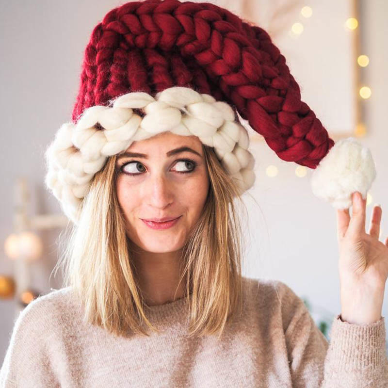 Bonnet de Noël rouge à lignes épaisses - image 1