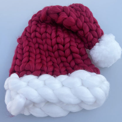 Bonnet de Noël rouge à lignes épaisses - Vin - One Size - image 11
