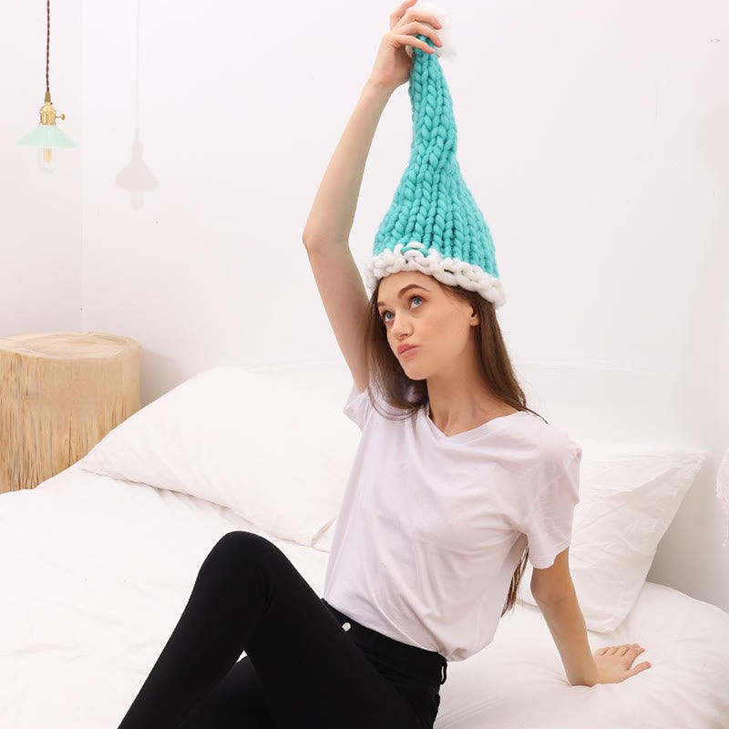 Bonnet de Noël rouge à lignes épaisses - Bleu - One Size - image 10