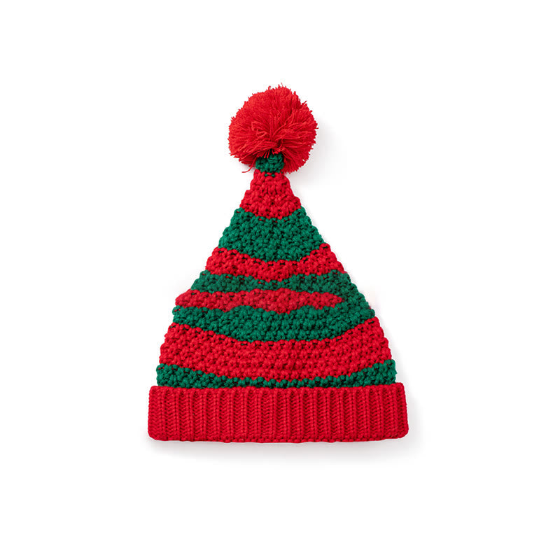 Bonnet de Noël rouge à rayures vertes - D - One Size - image 2