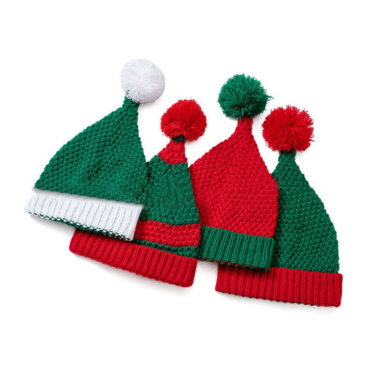 Bonnet de Noël rouge à rayures vertes - image 0