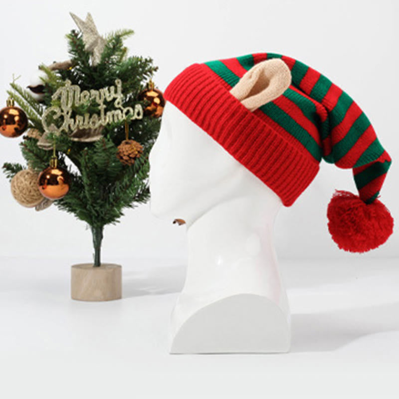 Bonnet à rayures rouges et vertes - Rouge - One Size - image 4