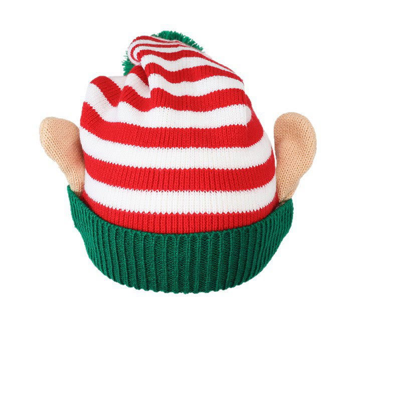 Bonnet à rayures rouges et vertes - image 0