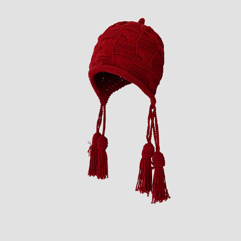 Bonnet à pompon tendance - Rouge - One Size - image 8