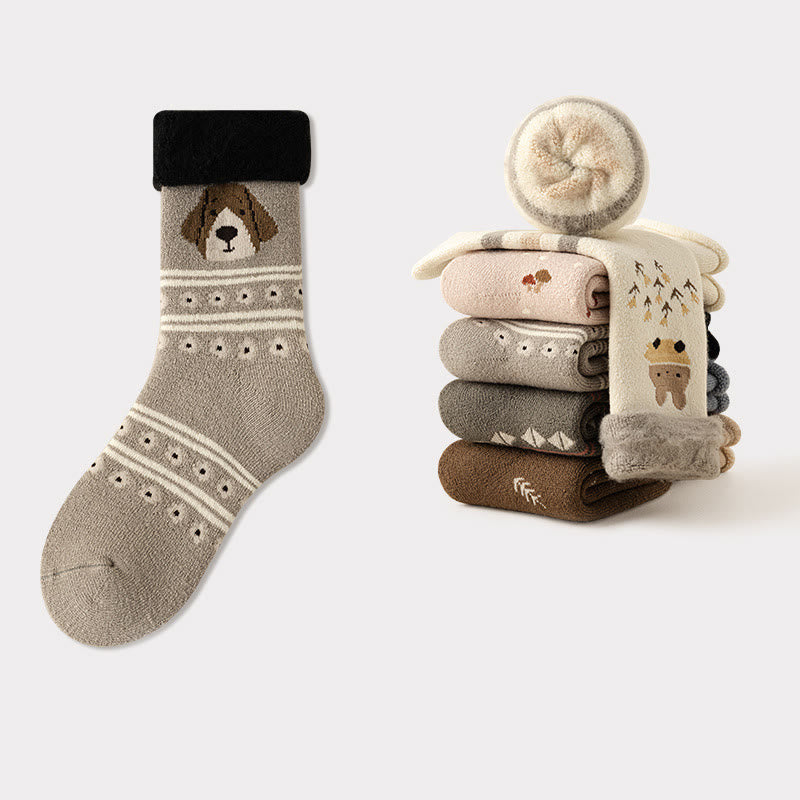 Chaussettes mignonnes à motifs de dessins animés (5 paires) - Kaki - EU36-41(US3-7.5) - image 12