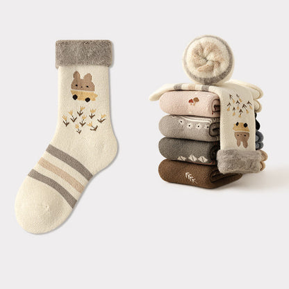 Chaussettes mignonnes à motifs de dessins animés (5 paires) - Beige - EU36-41(US3-7.5) - image 11