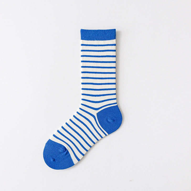 Chaussettes basses à rayures rétro (5 paires) - Bleu - EU36-43(US3-9) - image 9