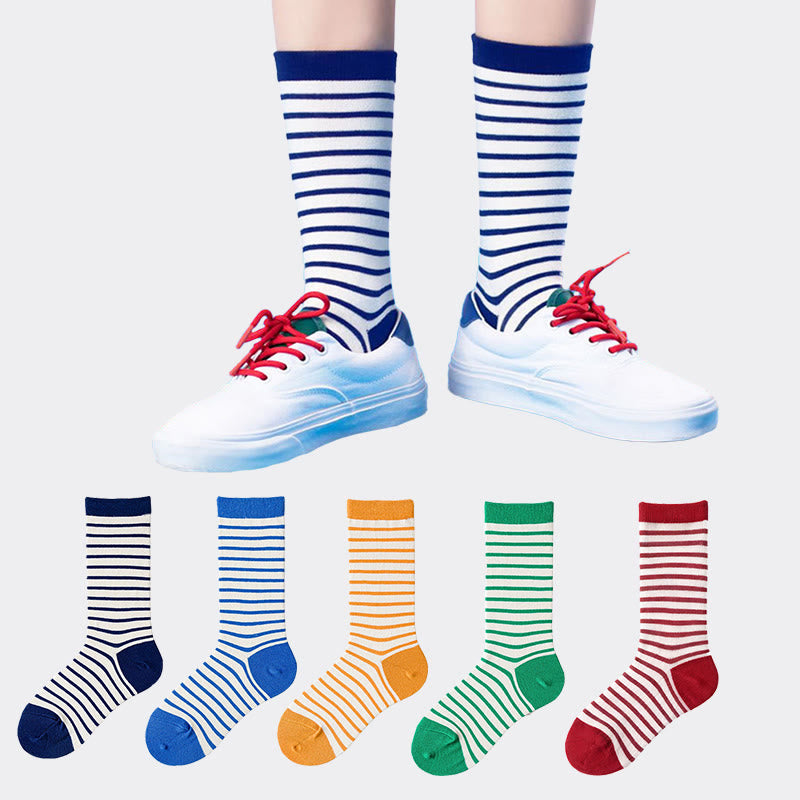 Chaussettes basses à rayures rétro (5 paires) - image 0