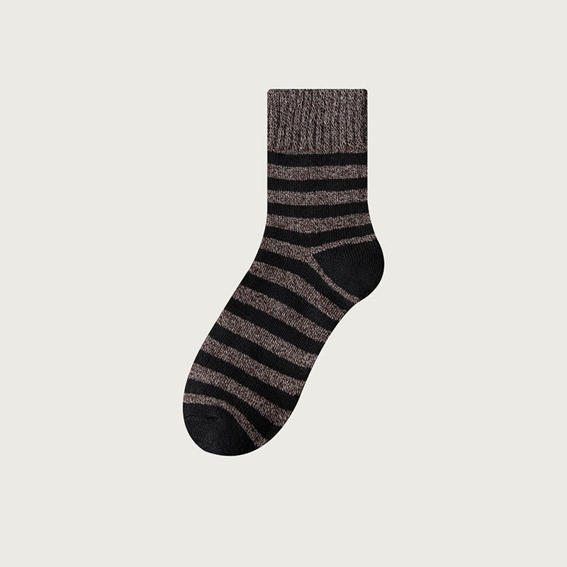 Chaussettes rayées classiques (5 paires) - Café - EU39-44(US6-10) - image 11