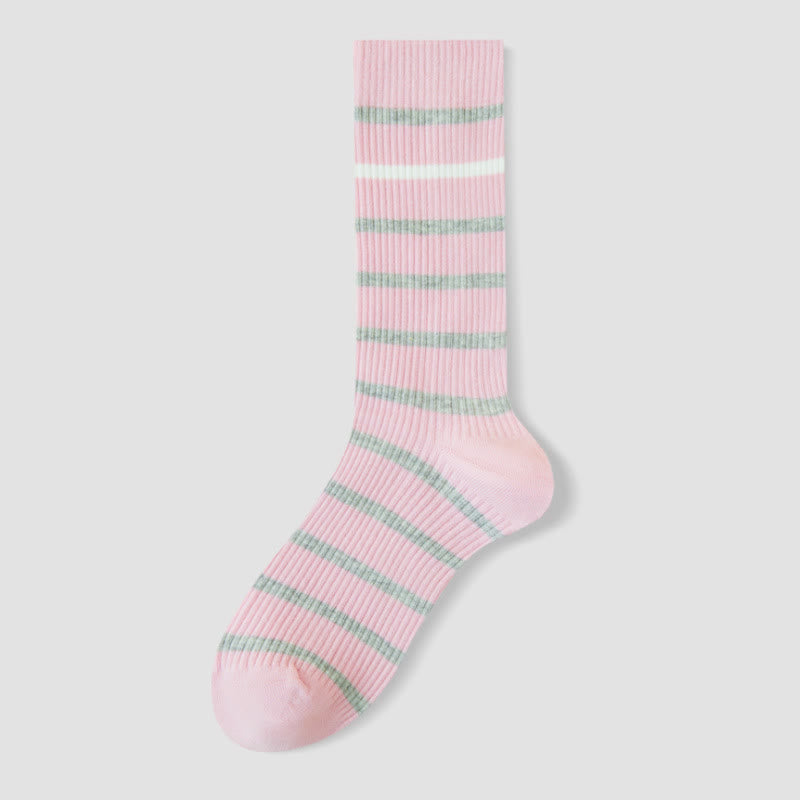 Chaussettes courtes rayées à blocs de couleurs Plusock grande taille (4 paires) - Rose - EU36-40(US3-7) - image 15