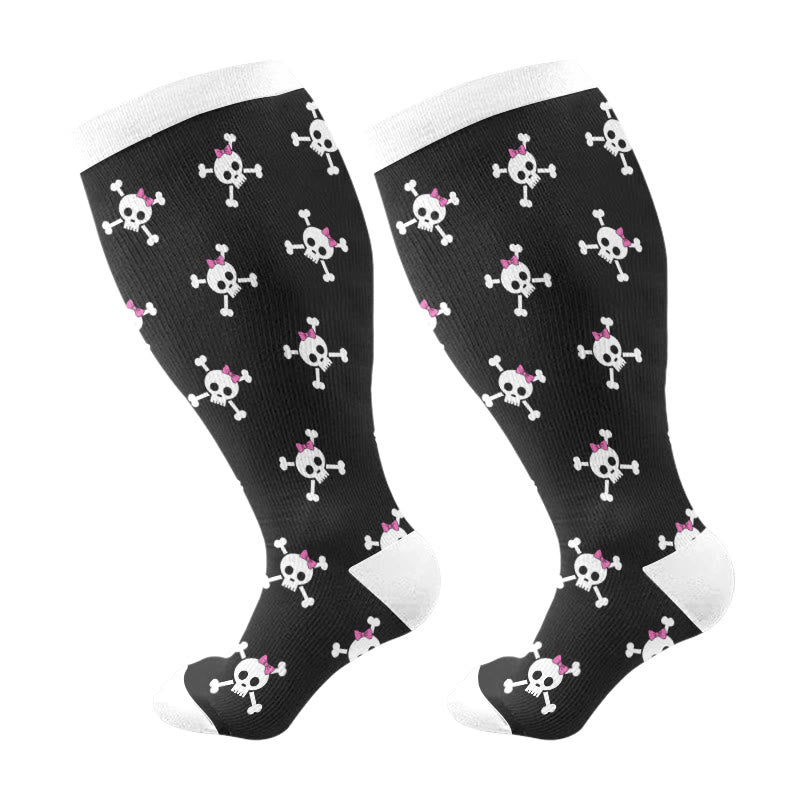 Chaussettes de compression grande taille à imprimé tête de mort pour Halloween (3 paires) - image 5