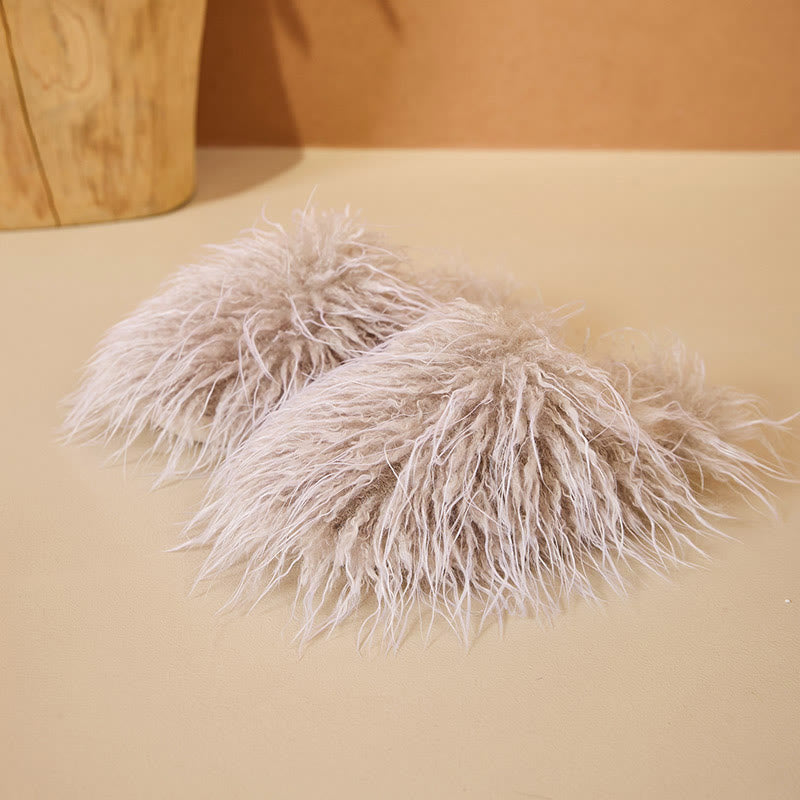 Pantoufles en fourrure duveteuse grandes tailles - Kaki - EU42-43(US8.5-9) - image 10