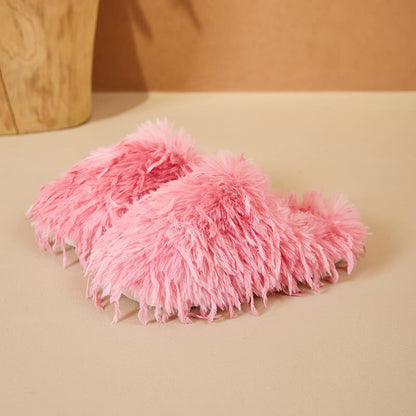 Pantoufles en fourrure duveteuse grandes tailles - Rose foncé - EU42-43(US8.5-9) - image 13