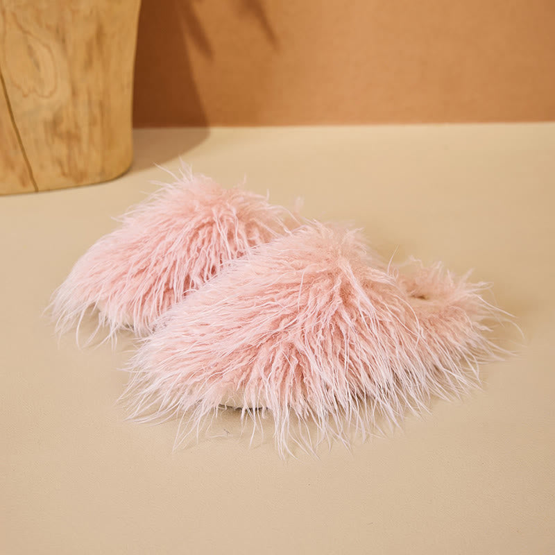 Pantoufles en fourrure duveteuse grandes tailles - Rose - EU42-43(US8.5-9) - image 14