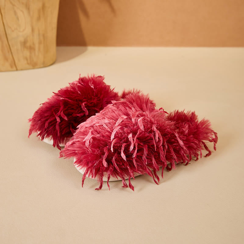 Chaussons en fourrure moelleuse Plusock grande taille - Vin - EU42-43(US8.5-9) - image 15