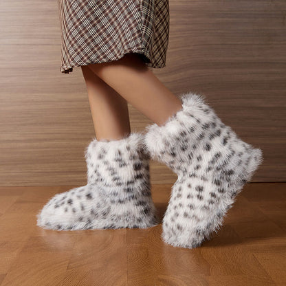 Chaussons Plusock grande taille en fourrure à imprimé léopard - image 2