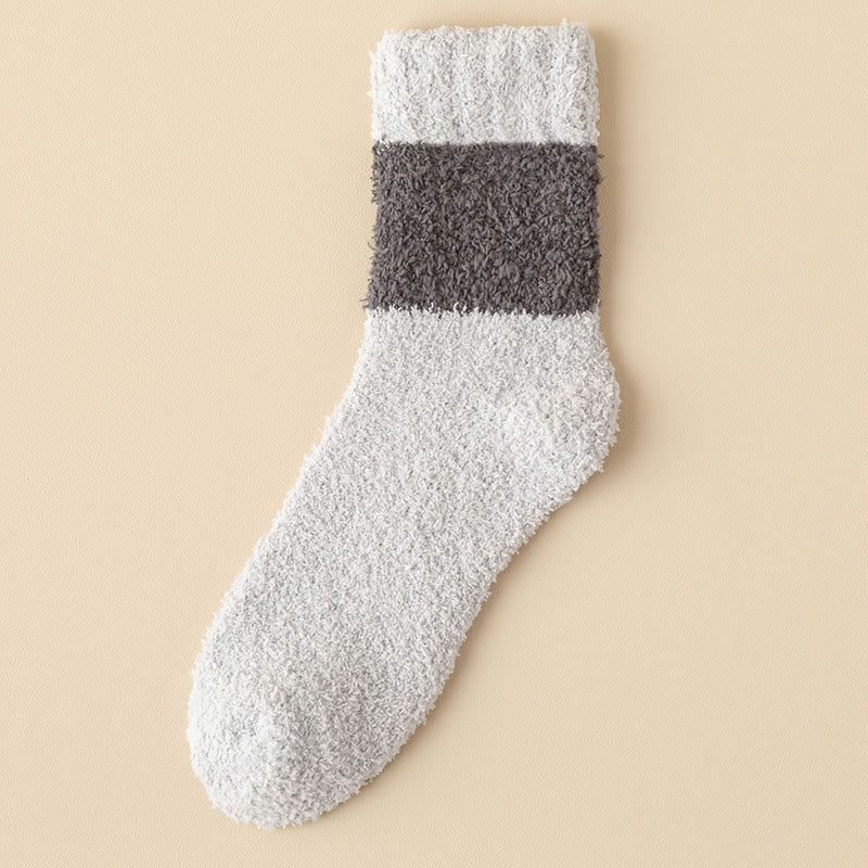 Chaussettes courtes en velours corail (6 paires) - Gris clair - EU39-44(US6-10) - image 7
