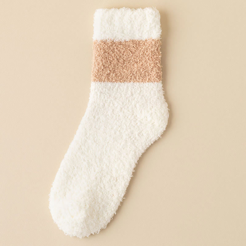 Chaussettes courtes en velours corail (6 paires) - Beige - EU39-44(US6-10) - image 8