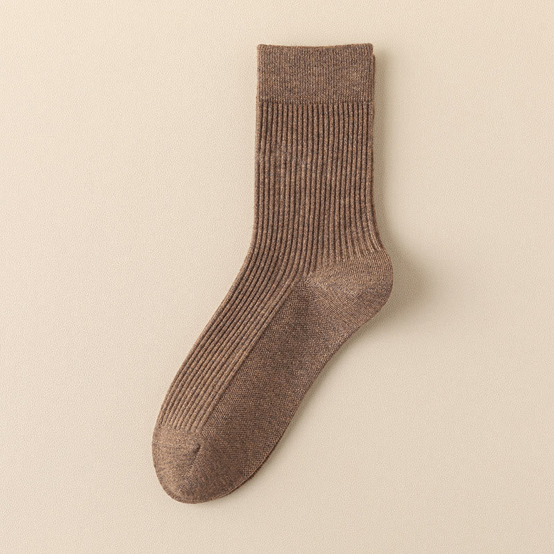 Chaussettes décontractées Plusock grande taille, couleur unie (4 paires) - Brun - EU39-44(US6-10) - image 15