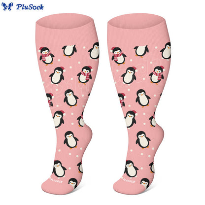 Chaussettes de compression grande taille motif pingouin, cerf et vache (3 paires) - image 3